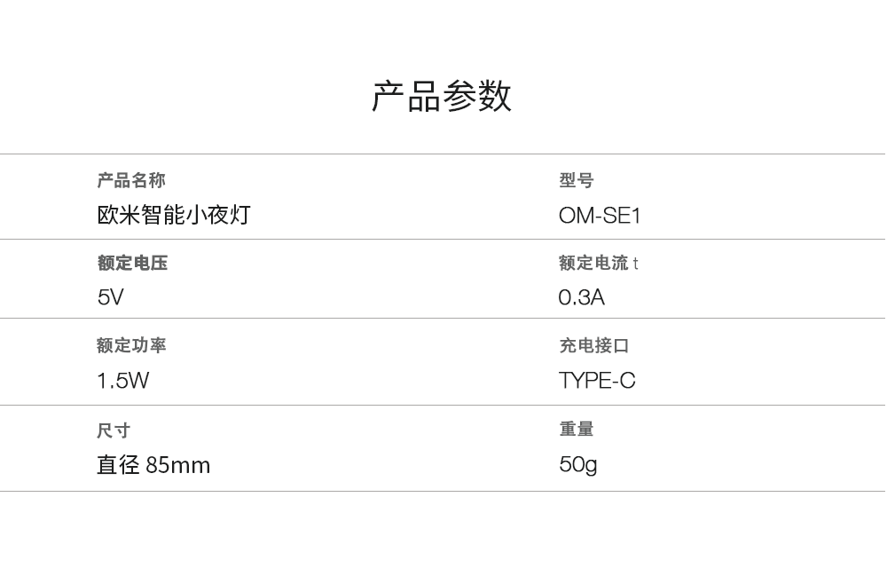 智能感應(yīng)夜燈的參數(shù)